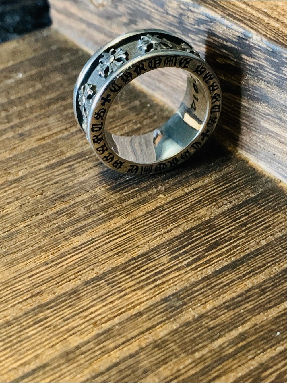 Chrome Hearts Silver Ring With Logo Unisex Size 8